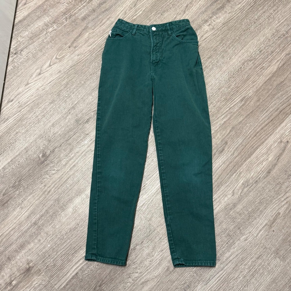 Vintage Bongo Gene Montesano High Waisted‎ Tapered Leg Green Jeans Sz 3 Made USA